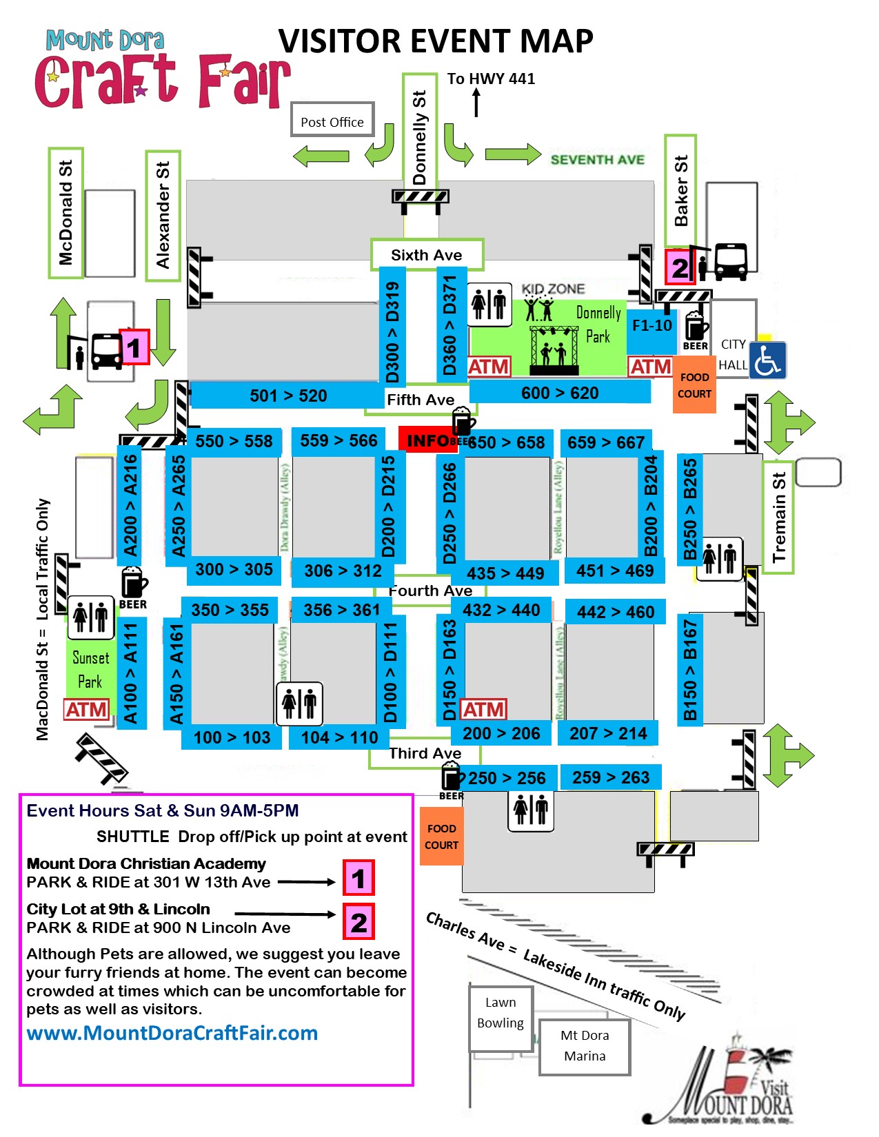 Exhibitors and map Mount Dora Craft Fair